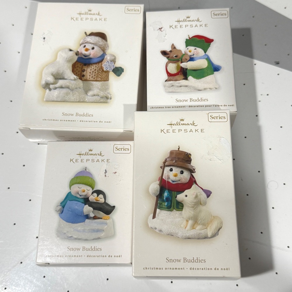 Hallmark Keepsake Snow Buddies Ornaments Lot 4 2008-2011 Series Tammy Haddix
